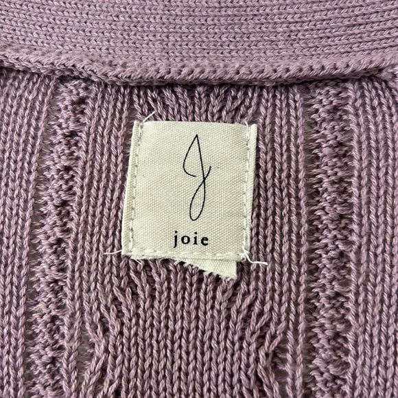 Joie V-Neck Cable Knit Cardigan Sweater in Lavender Lilac Orchid w MEASUREMENTS - Picture 2 of 6